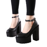 Gdgydh 2017 new spring autumn casual high-heeled shoes sexy ruslana korshunova thick heels platform pumps Black White Size 40