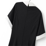 GCAROL Women New Peter Pan Collar Vintage Dress Stretch Slim Spliced Dress Preppy Style Fit and Flare Dress High Quality Dress