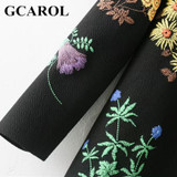 GCAROL New Autumn Winter Floral Printed Dress Stand Collar Full Sleeve Fashion Vintage Female Dress
