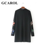 GCAROL New Autumn Winter Floral Printed Dress Stand Collar Full Sleeve Fashion Vintage Female Dress