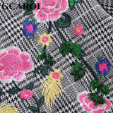 GCAROL New Arrival Embroidered Floral Plaid Women Dress British Style Mini Dress High Quality Vintage Female Dress