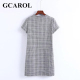 GCAROL New Arrival Embroidered Floral Plaid Women Dress British Style Mini Dress High Quality Vintage Female Dress