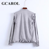 GCAROL New Arrival Embroidered Black Floral Women Blouse Stand Collar Ruffles OL Shirt Elegant Vintage Female Tops For 4 Season