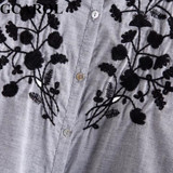 GCAROL New Arrival Embroidered Black Floral Women Blouse Stand Collar Ruffles OL Shirt Elegant Vintage Female Tops For 4 Season