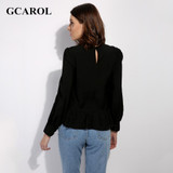 GCAROL 2017 Women Floral Embroidery Ruffles Thin Blouse High Quality Shirt Fashion Vintage Tops Retro Blouse For Ladies