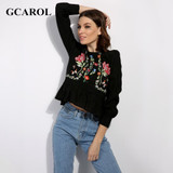 GCAROL 2017 Women Floral Embroidery Ruffles Thin Blouse High Quality Shirt Fashion Vintage Tops Retro Blouse For Ladies