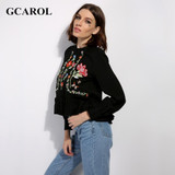GCAROL 2017 Women Floral Embroidery Ruffles Thin Blouse High Quality Shirt Fashion Vintage Tops Retro Blouse For Ladies