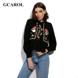 GCAROL 2017 Women Floral Embroidery Ruffles Thin Blouse High Quality Shirt Fashion Vintage Tops Retro Blouse For Ladies