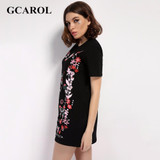 GCAROL 2017 Women Floral Embroidery Jacquard Dress Euro Style  Casual Fashion Black Dress Eearly Spring Summer Dress