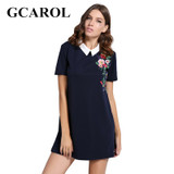 GCAROL 2017 Women Euro Style Floral Embroidery Dress Peter Collar Design High Quality Stretch Mini Vintage Dress For Ladies