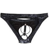 Gay Men Lingerie Underwear Latex Briefs Underpants with Penis Hole O-Rings New Sexy Underpants Latex Briefs Underwear Penis Hole
