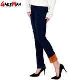 GAREMAY Warm Jeans For Women Thicken Pants Winter Jeans Female Stretch Straight Fashion High Waist Jeans Femme Denim Pants 1540