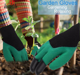 Gardening Gloves Rubber Polyester Builders Garden Work Latex Gloves 4 ABS Plastic Claws Safety Work Gloves Builders Grip