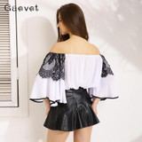 Gaovot 2018 Summer Women Blouses Series Spring Fashion Slash Mesh Patchwork Flare Sleeve Chiffon Tops Shirts For Woman KW172001