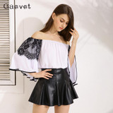 Gaovot 2018 Summer Women Blouses Series Spring Fashion Slash Mesh Patchwork Flare Sleeve Chiffon Tops Shirts For Woman KW172001