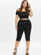 Gamiss Women Summer Plus Size 5XL High Elastic Waist Lace Panel Leggings Casual Knee Length Fitted Leggings Women Pencil Pants