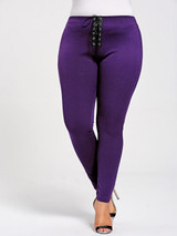 Gamiss Women Sexy Plus Size Lace Up Skinny Leggings Women High Elastic Waist Fitness Leggings Casual Pencil Pants Workout XL-5XL