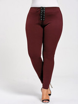 Gamiss Women Sexy Plus Size Lace Up Skinny Leggings Women High Elastic Waist Fitness Leggings Casual Pencil Pants Workout XL-5XL