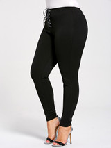 Gamiss Women Sexy Plus Size Lace Up Skinny Leggings Women High Elastic Waist Fitness Leggings Casual Pencil Pants Workout XL-5XL