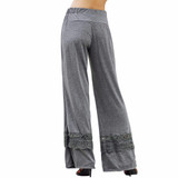 Gamiss Women Ladies Vintage Loose High Waist Long Trousers Lace Patchwork Casual Cotton Palazzo Pants Wide Leg Pants pantalones