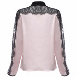 Gamiss Women Blouses Tops Streetwear Long Sleeve Lace Spliced Blouse Hollow Out Bow Tie Casual Elegant Shirts Female Bulsas