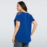 Gamiss Women Blouse O-Neck Short Sleeves Splicing Voile Shirts Blouses Plus Size XL~6XL Blue Chiffon Feminine Blusa Tops Shirts