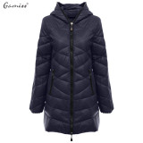 Gamiss Ultra Light Women's Winter Jacket Fashion Hooded Down Coat Plus Size 2XL Jackets 90% White Duck Down Slim Warm Long Coats