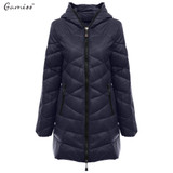 Gamiss Ultra Light Women's Winter Jacket Fashion Hooded Down Coat Plus Size 2XL Jackets 90% White Duck Down Slim Warm Long Coats