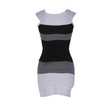 Gamiss Sexy Club Dress New Women Summer Style Off Shoulder Bodycon Bandage Dress Celebrity Knitted Striped Party Dresses vestido