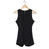 Gamiss Rompers Women Jumpsuits Summer Sexy Sleeveless Zipper Lace Mesh V-Neck Solid Playsuits Short Mini Black Overall