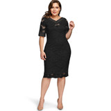 Gamiss Plus Size V Neck Half Sleeve Lace Dress Bodycon 2018 Women Fashion Sexy Office Club Work Ladies Dresses Big Size Vestido