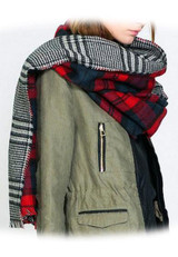 IMC Lady Women's Long Check Plaid Tartan Scarf Wraps Shawl Stole Warm Scarves Red