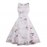iiiher Vintage White Dress Print Floral Elegant Style Party Women Dresses Retro Spring Sleeveless Gauze Vintage Dress Vestidos iiiher Vintage White Dress Print Floral Elegant Style Party Women Dresses Retro Spring Sleeveless Gauze Vintage Dress Vestidos