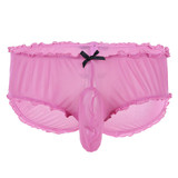 iEFiEL Men Lingerie Mesh Bikini Briefs Underwear Underpants with Closed Penis Sheath Lingerie Jockstraps Men's Wetlook Panties