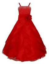 iEFiEL Kids White Flower Girls Dress Floor Length Pageant Wedding Party Formal Occassion Sleeveless Girls Flower Tulle Dresses
