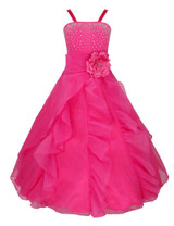 iEFiEL Kids White Flower Girls Dress Floor Length Pageant Wedding Party Formal Occassion Sleeveless Girls Flower Tulle Dresses