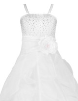 iEFiEL Kids White Flower Girls Dress Floor Length Pageant Wedding Party Formal Occassion Sleeveless Girls Flower Tulle Dresses