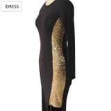 IDress Vestido Longos Sexy Black Club Summer Style Sequin Bandage Evening Party Dress Split Novelty Sequined Long Party Dress