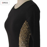 IDress Vestido Longos Sexy Black Club Summer Style Sequin Bandage Evening Party Dress Split Novelty Sequined Long Party Dress