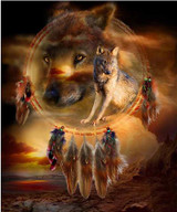 Icon Diamond Embroidery Wolf Dream Catcher 5D Cross Stitch Square Drill Diamond Painting DIY Wall Sticker Decoration Paintings