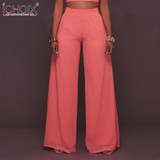 ICHOIX New Summer Fashion 2017 Women top straight Pants Elegant Wide Leg Elastic Waist Pants Female Casual Loose Trousers