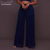 ICHOIX New Summer Fashion 2017 Women top straight Pants Elegant Wide Leg Elastic Waist Pants Female Casual Loose Trousers