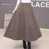 ICHOIX 2017 Autumn Winter Woolen Women Skirts Plus Size Wool Long Skirt Faldas Mujer High Waist Maxi Tutu Pleated Skirt Saias