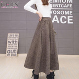 ICHOIX 2017 Autumn Winter Woolen Women Skirts Plus Size Wool Long Skirt Faldas Mujer High Waist Maxi Tutu Pleated Skirt Saias
