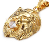 Iced out Necklace 316L Stainless steel  lion head mouth set auger pendant necklace high quality hip hop men jewelry