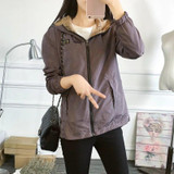 Fashion Women Bomber Basic Jacket Pocket Zipper Hooded Two Side Wear Cartoon Print Outwear Loose 2017
