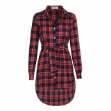 Fashion Women Blouses Long Sleeve Plaid Shirts Turn Down Collar Shirt Casual Ladies Tops Tunic Feminine Irregular Blouses LJ5932