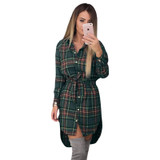 Fashion Women Blouses Long Sleeve Plaid Shirts Turn Down Collar Shirt Casual Ladies Tops Tunic Feminine Irregular Blouses LJ5932