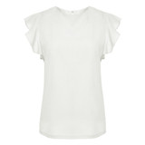 Fashion Women Blouse Ruffles Short Sleeve Shirt Women Tops Femme blouses 2017 Casual O-Neck blusas White Ladies Top camisa mujer