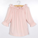 Fashion Women Blouse  puff sleeve slash neck soild shirt Strapless Off Shoulder Ruffles Feminine Blouses Ladies Tops TeeLJ3866M